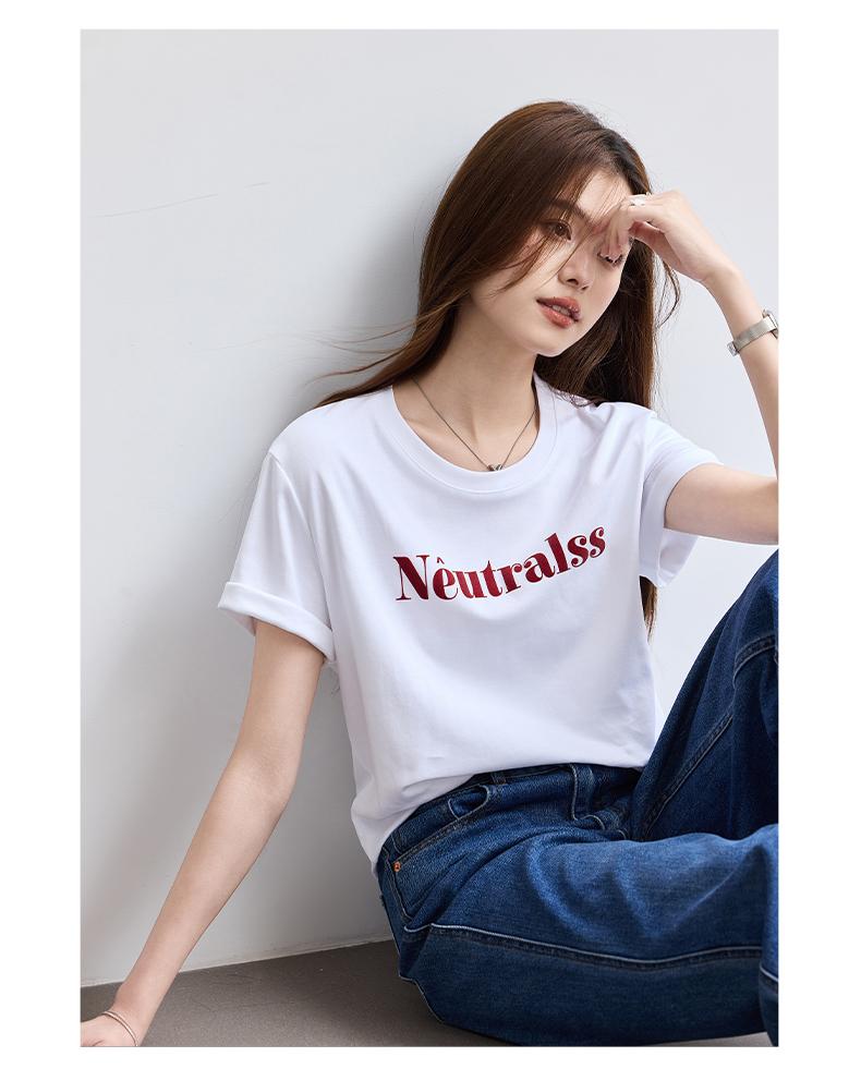 Breathable Xinjiang Cotton Letter Printed Short-Sleeved T-Shirt