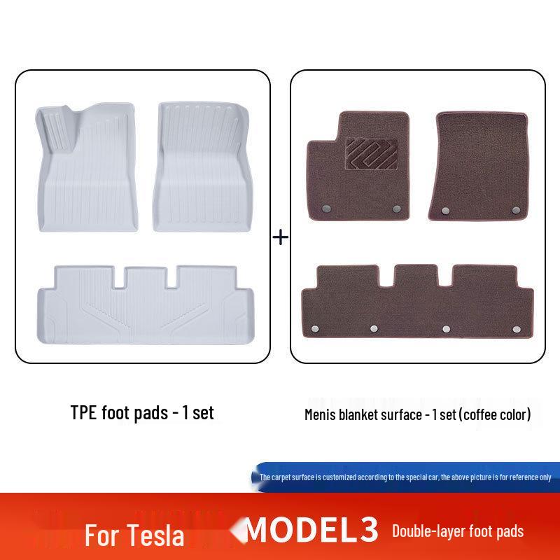 Custom TPE Floor and Trunk Mats for Tesla Model 3 Refresh Edition (Compatible with 25 Models)