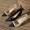 Women's Color Blocking High Heels French Pointed Thin Heel Bow Women's Shoes Zapatos De Mujer Mary Jane Shoes