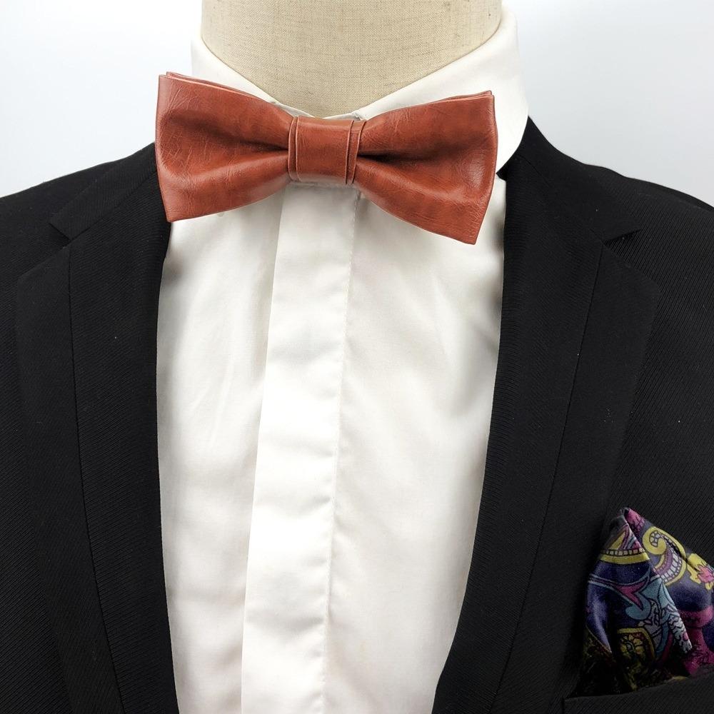 Мягкий галстук-бабочка из ПУ-кожи Регулируемый ретро-галстук Классический мужской галстук Рубашка