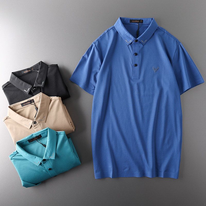 Export Original Tail Single Cut Label Mercerized Cotton Short Sleeve T-Shirt Men's Summer Polo Shirt Trendy Export Menswear T-shirt Tops