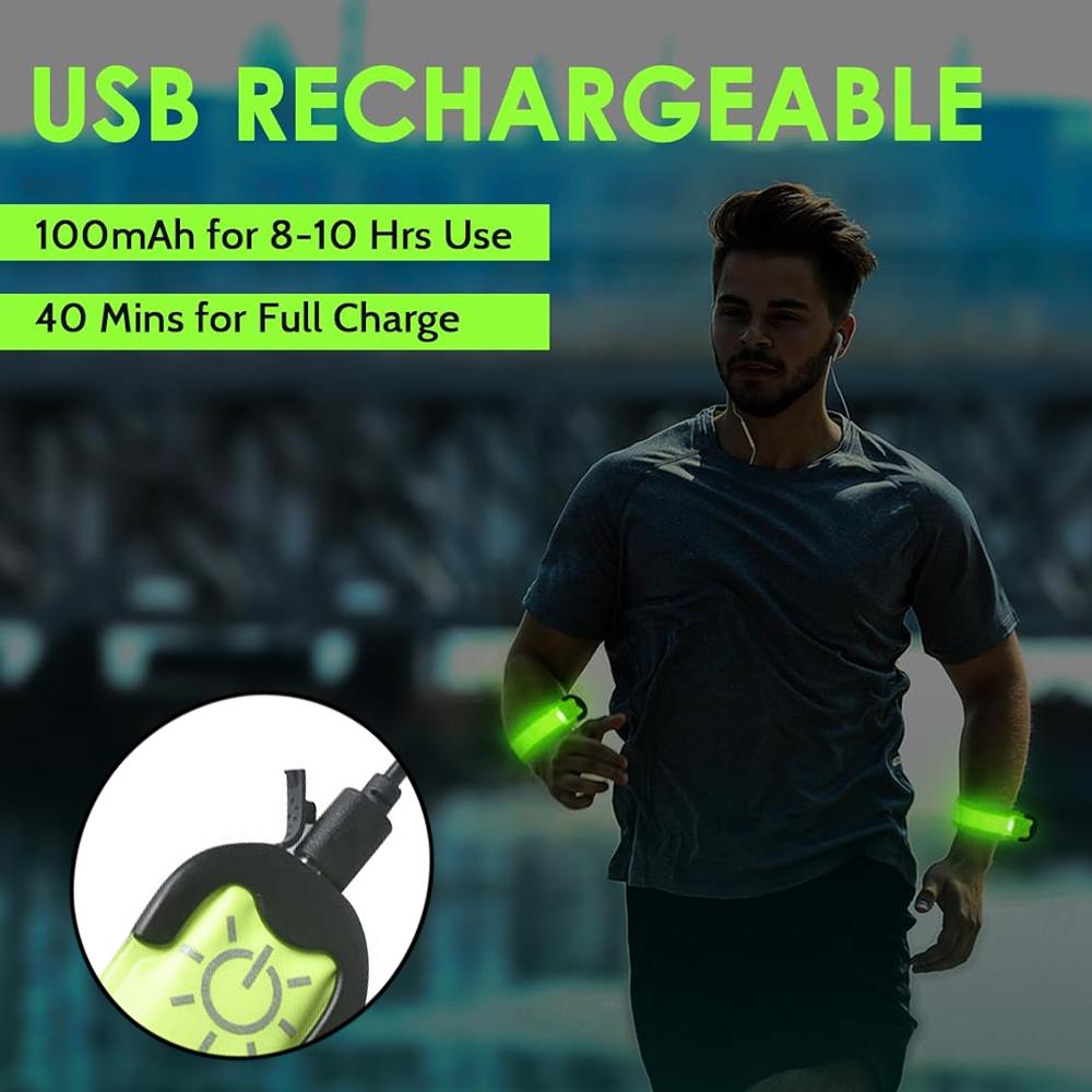 Ночной беговой браслет со светодиодной подсветкой Велосипедный защитный браслет для спорта на открытом воздухе Ремень безопасности для ног Предупреждение о травмах Перезаряжаемый браслет