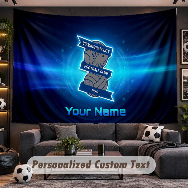 Wall Hanging Tapestry Custom NameBIRMINGHAM CITY Pattern Personalized Printed Fabric Wall Decor