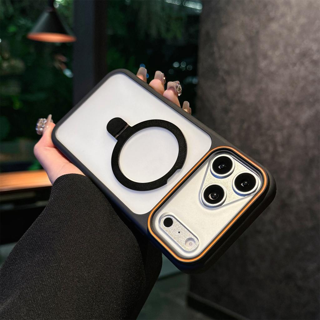 Роскошный металлический магнитный чехол-держатель Для IPhone 17 16 15 14 13 Pro Max PLus Для беспроводной зарядки Magsafe Мягкий ТПУ чехол-рамка