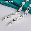 925 Sterling Silver Smooth Matte 8MM Beaded 18 Inch Necklace For Women Fashion Jewelry