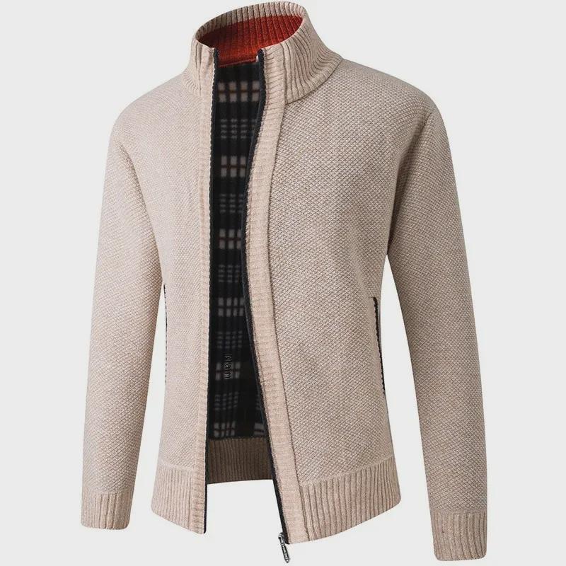 European Men's Thick Knitted Stand Collar Sweater Cardigan 2022 Edition