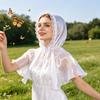 Платок-хиджаб с капюшоном и кружевной отделкой, из мягкой органзы, с эластичным вырезом, для защиты от солнца, ветрозащитный шарф-накидка