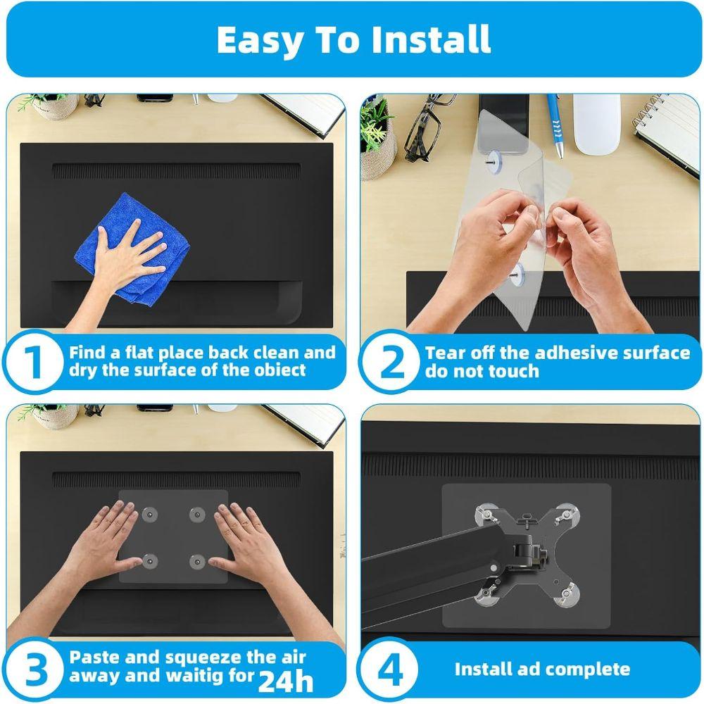 Self Adhesive Monitor Mount Adapter Plate No Drill Screen Bracket Back Plate Desktop Monitor