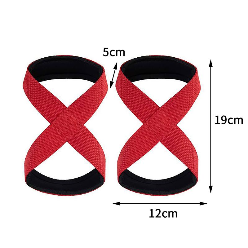 2Pcs Padded Figure 8 Straps Deadlift Weight Lifting Wrist Straps Anti-Slip Sport Fitness Power Lifters Workout Pull-Ups Straps