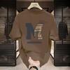Dumaloq bo'yinli qisqa yengli erkaklar uchun trendy brend yozgi futbolka koreyscha versiya slim fit trendy ko'p qirrali futbolka top
