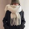 Yousheng Women Winter Scarf Solid Color Lightweight Soft Warm Scarf with Tassel Trim Cold Weather Imitation Cashmere Scarf