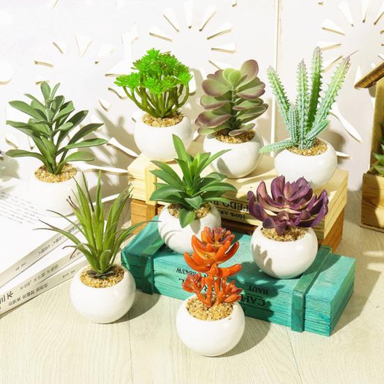 Fake Potted Plant Weather Resistant Photo Props Wide Application Excellent Mini Succulents Desk Office Potted Home Accessories