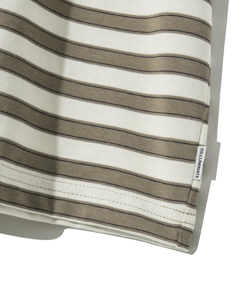 FILLUMINATE Semi-Crop Multi-Stripe T-Shirt - Brown
