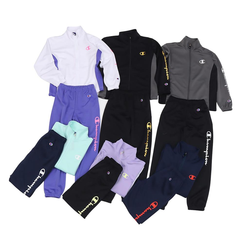 Champion Long Sleeve Tracksuit Set Script Basic Sports Size 110 Kids' (2-Pack), Quick-Drying, Logo, CK-ZSW01, Navy,