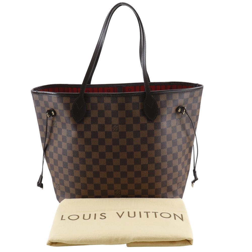 Louis Vuitton Neverfull MM Tote Bag N51105 Brown Damier Canvas Women Used