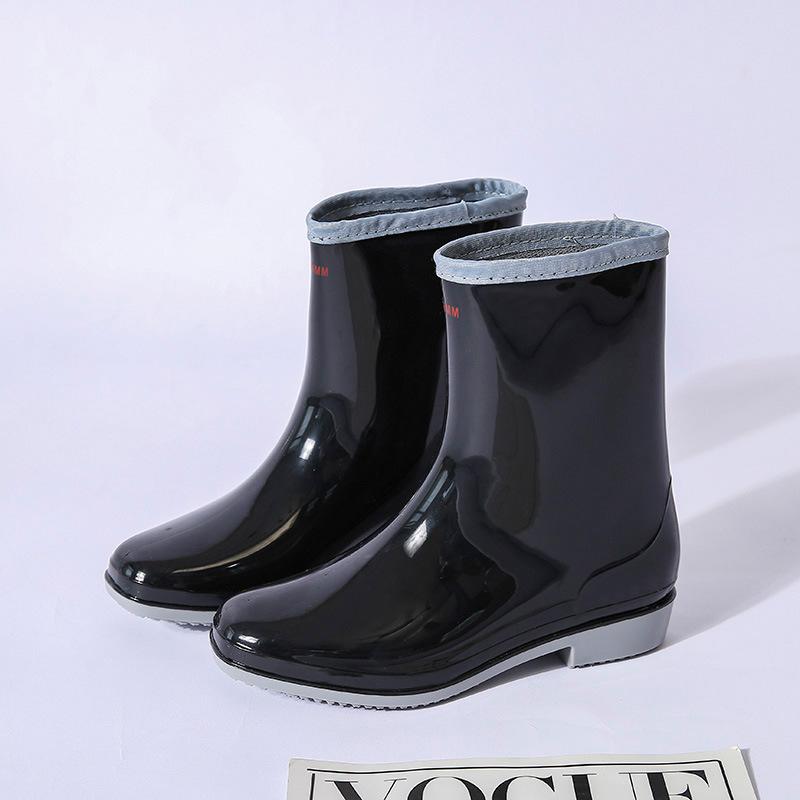 До середины голени резиновые сапоги женские на платформе резиновые туфли модные уличные туфли без застежек дождевые сапоги женские водонепроницаемые рабочие ботинки женские