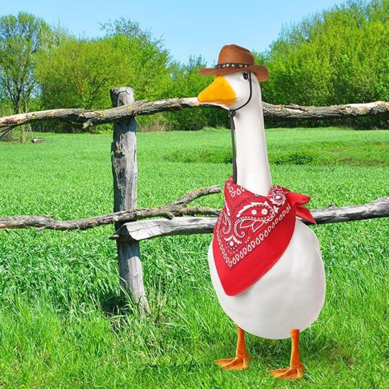 Костюм ковбоя для крыльца гуся, ковбойская шляпа в стиле вестерн с банданой, праздничный костюм гуся для 23-дюймовой/17-дюймовой цементной статуи гуся