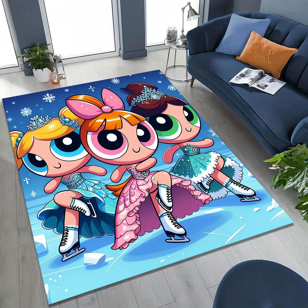 Мультяшный P-Powerpuff Girl Милый Арт Ковер Коврик для Спальни Гостиной Дивана Домашний Придверный Коврик Декор, Большой Детский Нескользящий Напольный Коврик