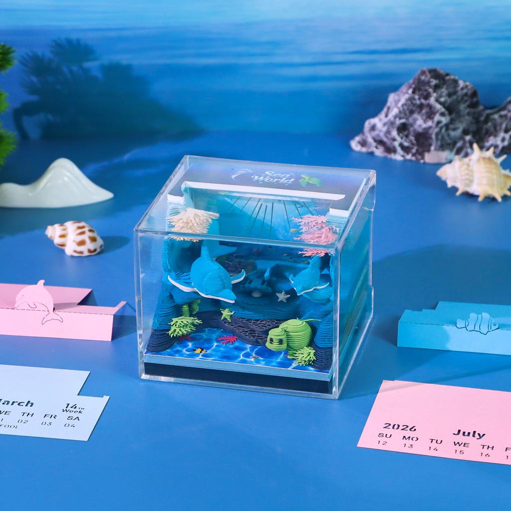 Underwater World DIY Style Layered Paper Model Memo Calendar Ocean Craft Hand-Tearable Memo Pad Perfect Gift Paper Crafts