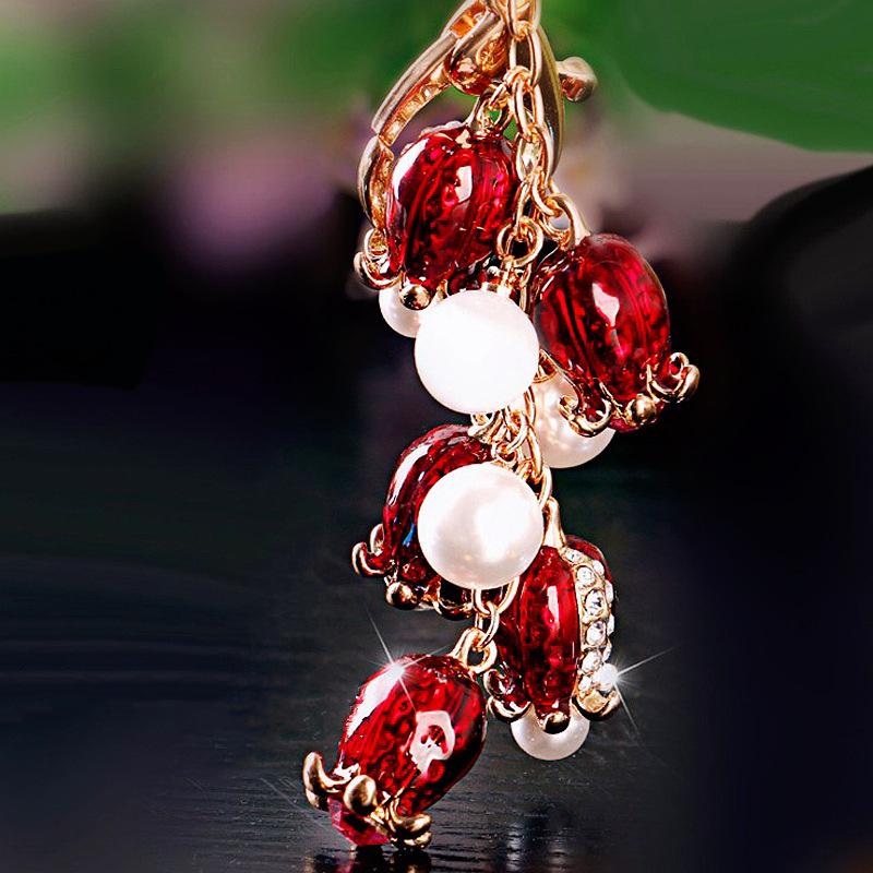 1PC Pomegranate Flowers Bag Pendant Charm Dangle Pearl Stunning Bag Charm