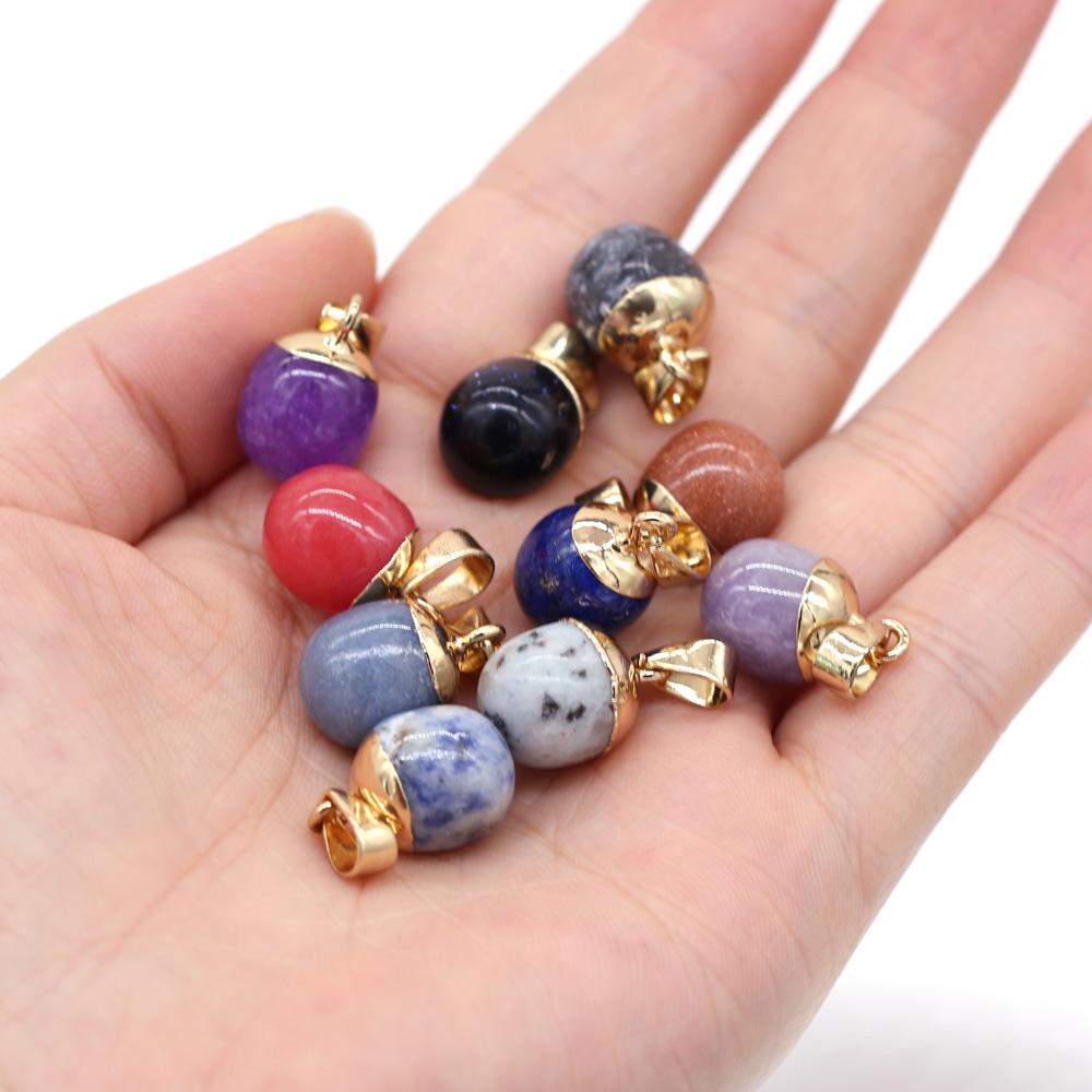 1 шт. в партии кулон из натурального камня Кристалл Розовый Кварц Аметист Лазурит Агат Подвески для изготовления ювелирных изделий DIY Ожерелье Серьги Аксессуары 13x18 мм