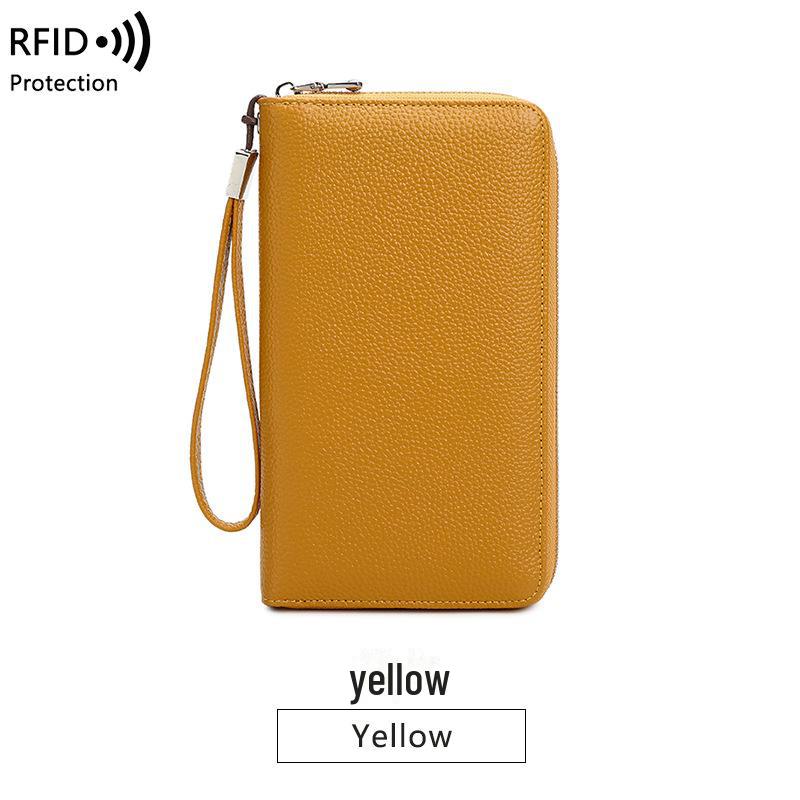 Women's Genuine Leather Long Wallet 2023 - European & American Style, Large Capacity Clutch with Multiple Card Slots, First Layer Cowhide.