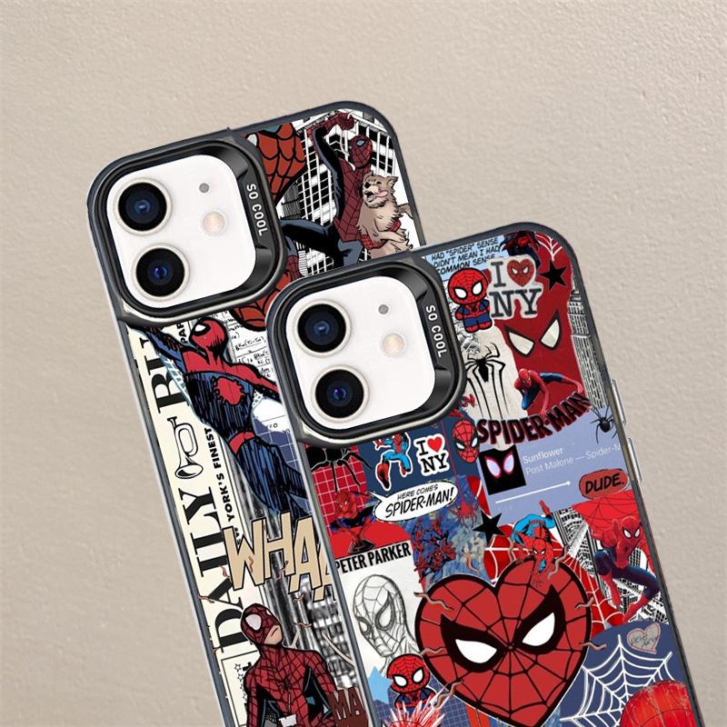 Новый чехол для iPhone 17 Pro Max с персонажами аниме Человек-паук - Серебристый IMD, Модный дизайн 16, Защитный