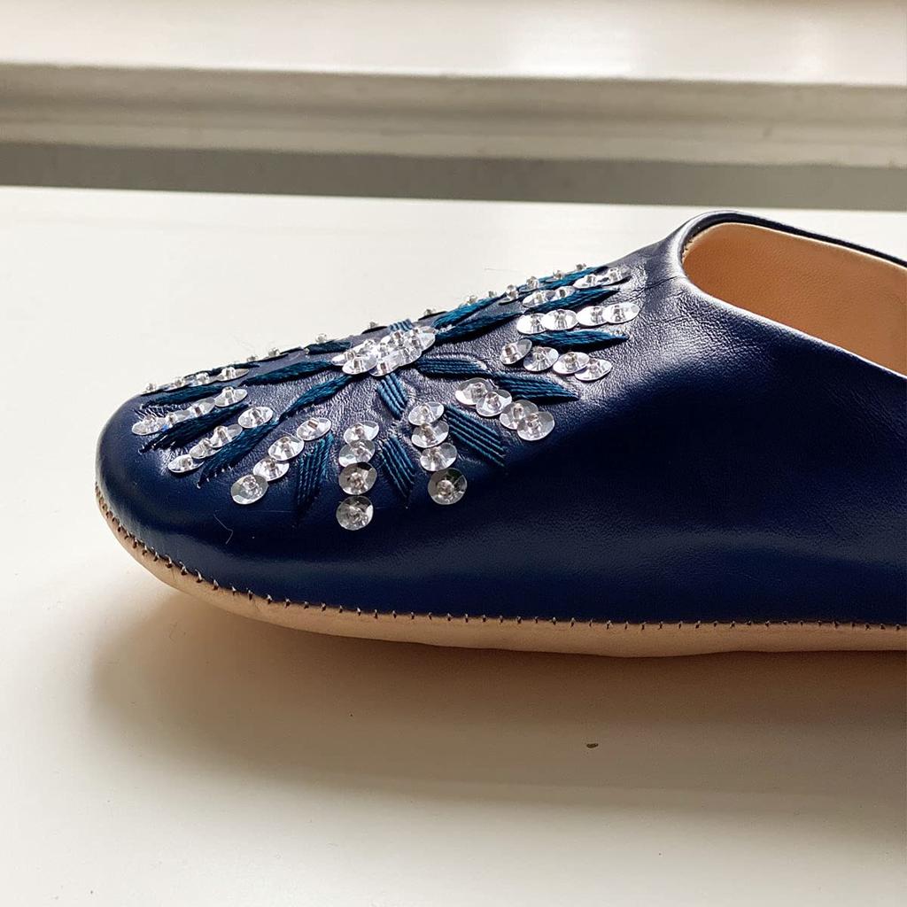 Sequined Babouche Bag Twilight Blue L [dear Morocco] // // (24.5 Cm)