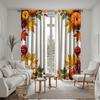 2Pcs Set Hd Harvest Festival Small Fresh Pumpkin Maple Leaf Curtain White Tie Digital Printed Curtain Home Decor Style Decora