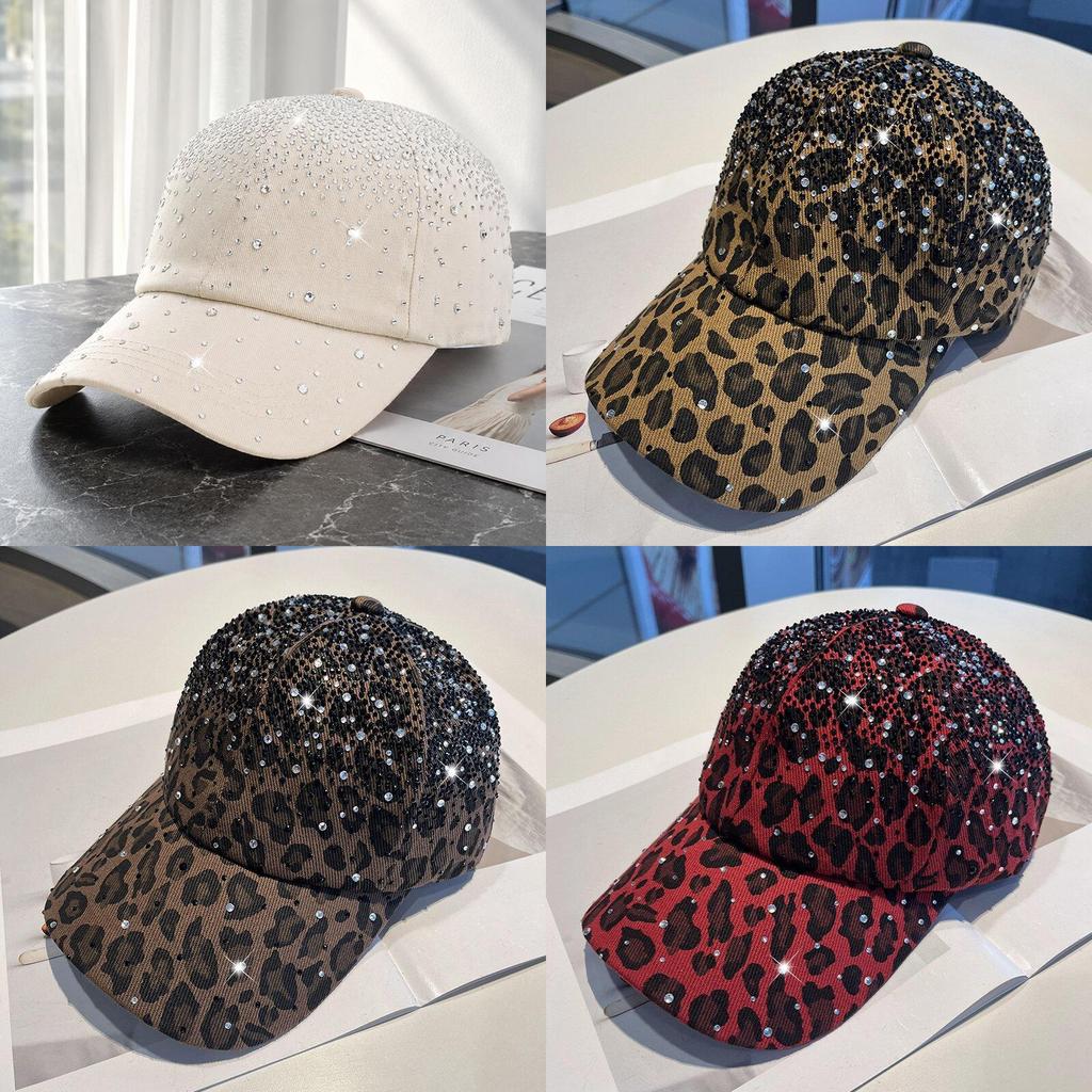 Leopard Print Baseball Cap With Rhinestones For Summer Street Style Fans