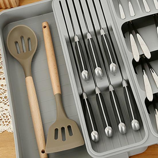 Ящик для хранения столовых приборов. Классификационная организация. Расширяемая большая емкость с несколькими отделениями. Лоток для посуды. Лоток для вилки. Палочки для еды. Ящик для ложки.