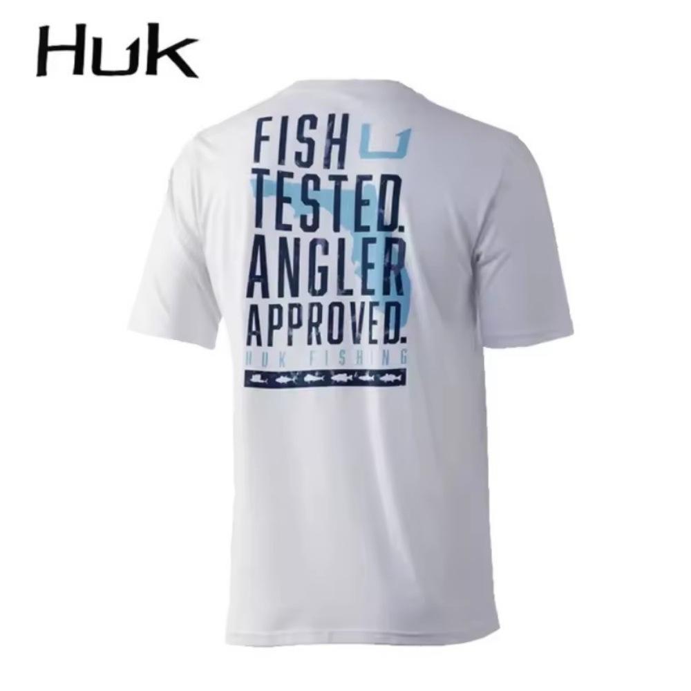 HUK Men's Short-Sleeve Breathable Quick-Dry Sun Protection Fishing Suit, Taiwan Fishing, Sea Fishing, Boat Fishing, Fishing Clothing