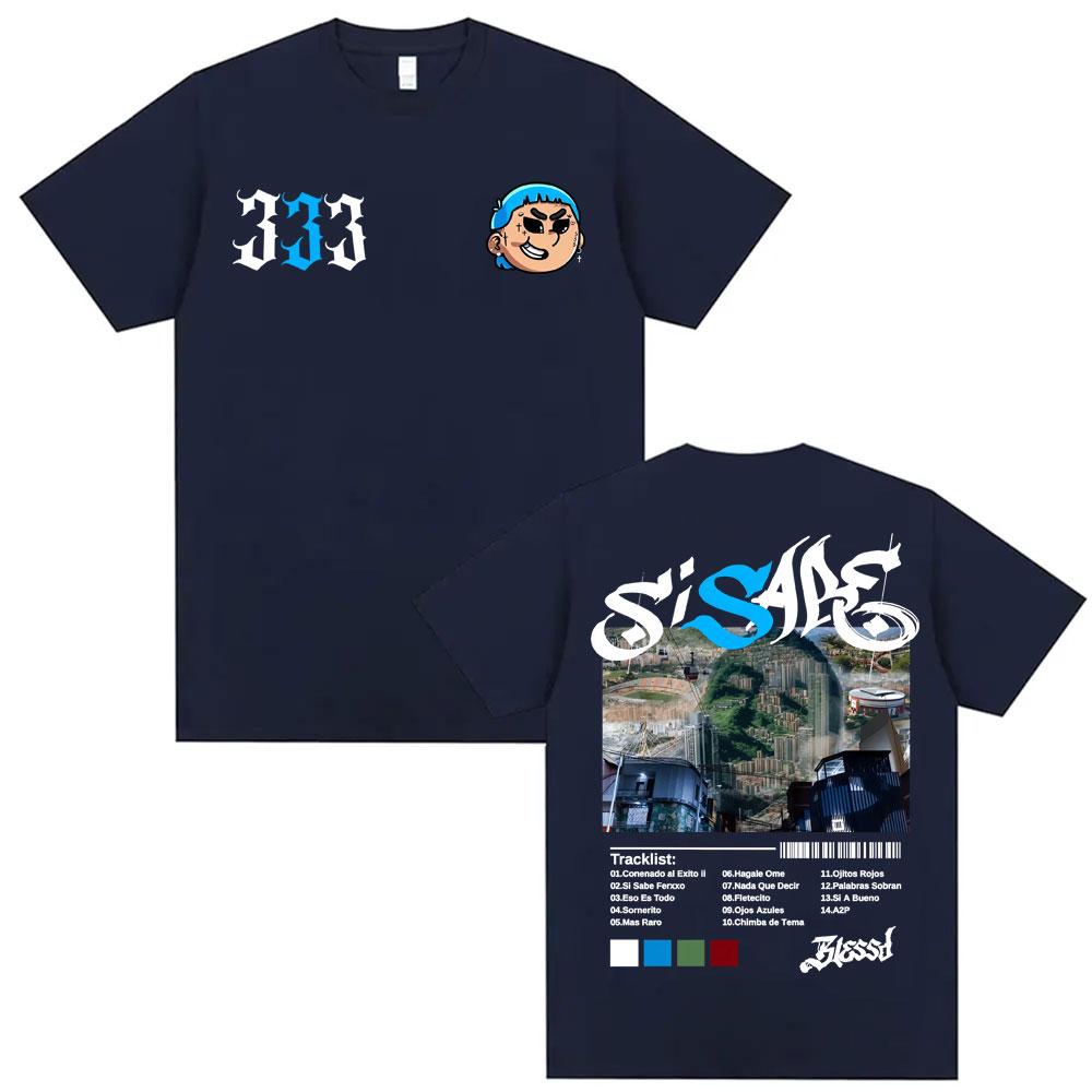 Rap Singer Blessing Si Sabe Album Tour Merch Tshirt 2026 Summer Mens Womens Luxury Hiphop Tshirt Cotton Oversized Tshirt
