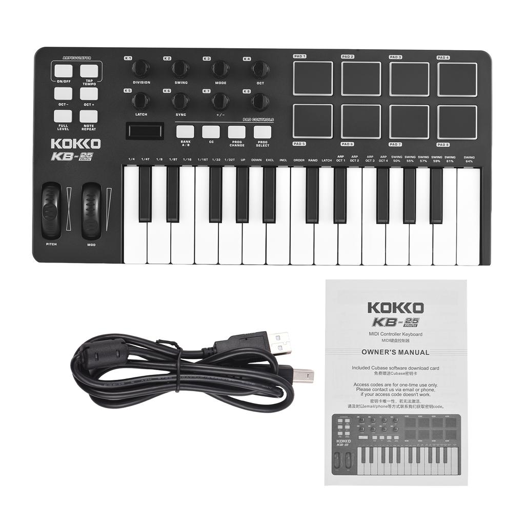 MIDI Keyboard Controller Beat Maker Machine 25 Keys MIDI Keyboard Portable Arranging Strike Pad