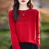 One-line Ready-to-wear Rolled Round Neck Hollow Wool Sweater for Women In Summer Loose Versatile Thin Wool Base Shirt for Women
