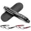 Folding Reading Glasses Anti Blue Light for Men Women Compact  Twist Mini Pocket Pen Clip Readers with Leather Case Glasses