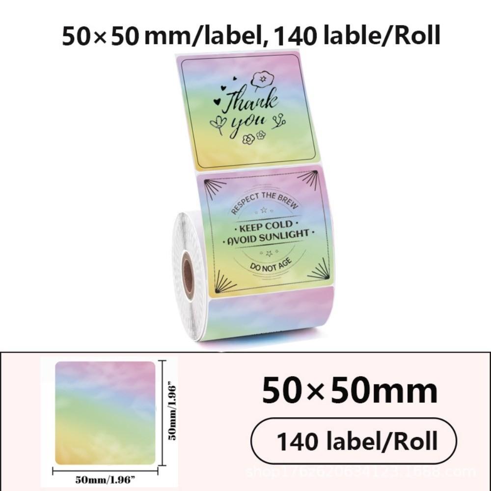 140pcs Tear-resistant Square Label Sticker Waterproof Printer Paper Portable Thermal Label Roll