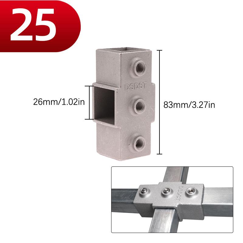 1 шт. Соединительный элемент для квадратной трубы Алюминиевый сплав Колено Тройник Фиксированный соединитель для квадратной трубы Стойка для хранения