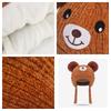 Winter Cute Bear Warm Ear-Covering Fleece-Lined Knit Hat Korean Style Baby Hat with Pom-Pom