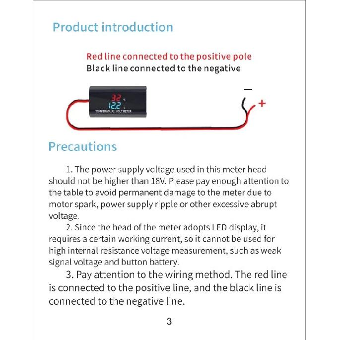 DC 12V Digital Temperature Voltmeter Meter IPX6 Waterproof for Boat Motorcycle 0.28 inch LED Display Volt Voltage Meter Tester