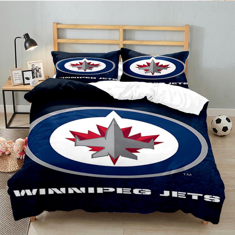 Jets Hockey Team 3PCS Bedding set,Ideal for 1pc Duvet Cover And 2pcs Pillowcases Perfect for Fan gift,Ideal for Bedroom, Dormitory