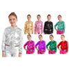 Kids Girls Bronzing Cloth Jacket Coat Hip Hop Jazz Modern Dance Top Disco Party Costume