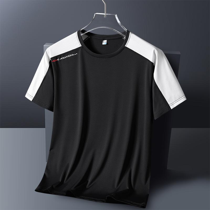Тонкая футболка с круглым вырезом, летняя спортивная футболка для бега, цветная мужская и женская короткая футболка, повседневная, свободная, из шелка, быстросохнущая