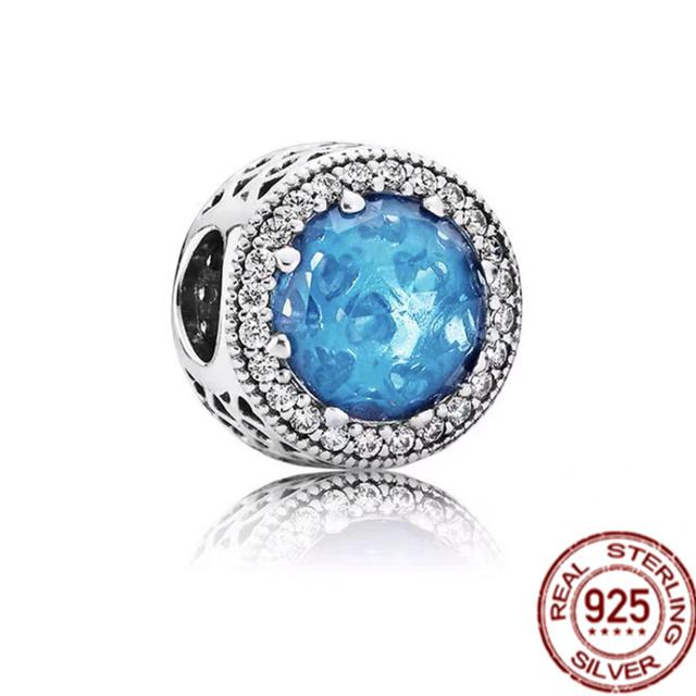 Синий Стерлингового Серебра 925 Бусина Сверкающая Сова Попугай Бабочка Единорог Мотаться Браслет DIY Ювелирные Изделия Подарок