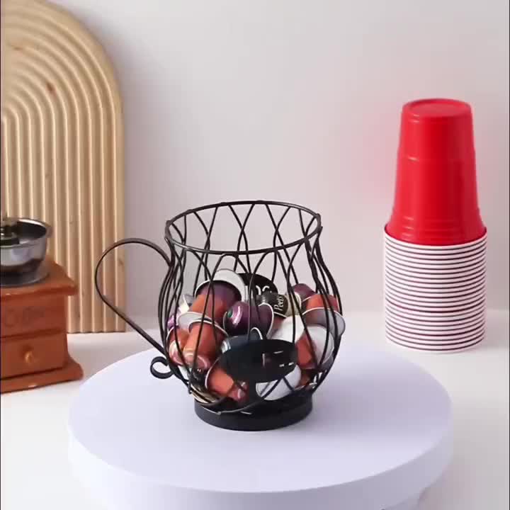 1 шт. Элегантный черный держатель для капсул в форме чайника - Многофункциональная роскошная стойка для демонстрации и хранения кофейных капсул, закусок и конфет - Идеально подходит для дома