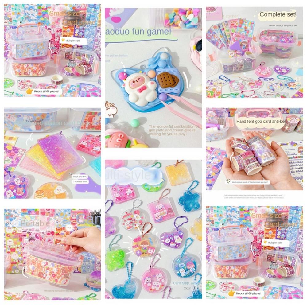 Cartoon Sticker DIY Keychain Making Kit Acrylic Gooka Stickers Set Notebook Decoration