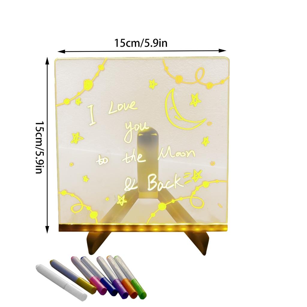 LED Note Board With Night Light Colorful 7 Pens DIY Acrylic Message Board Children‘s Drawing Board For Kids Birthday Gift