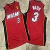 Miami Heat 3 Dwyane Wade Retro Basketball Jersey Mens Cotton Blend Mesh Sport Shirt