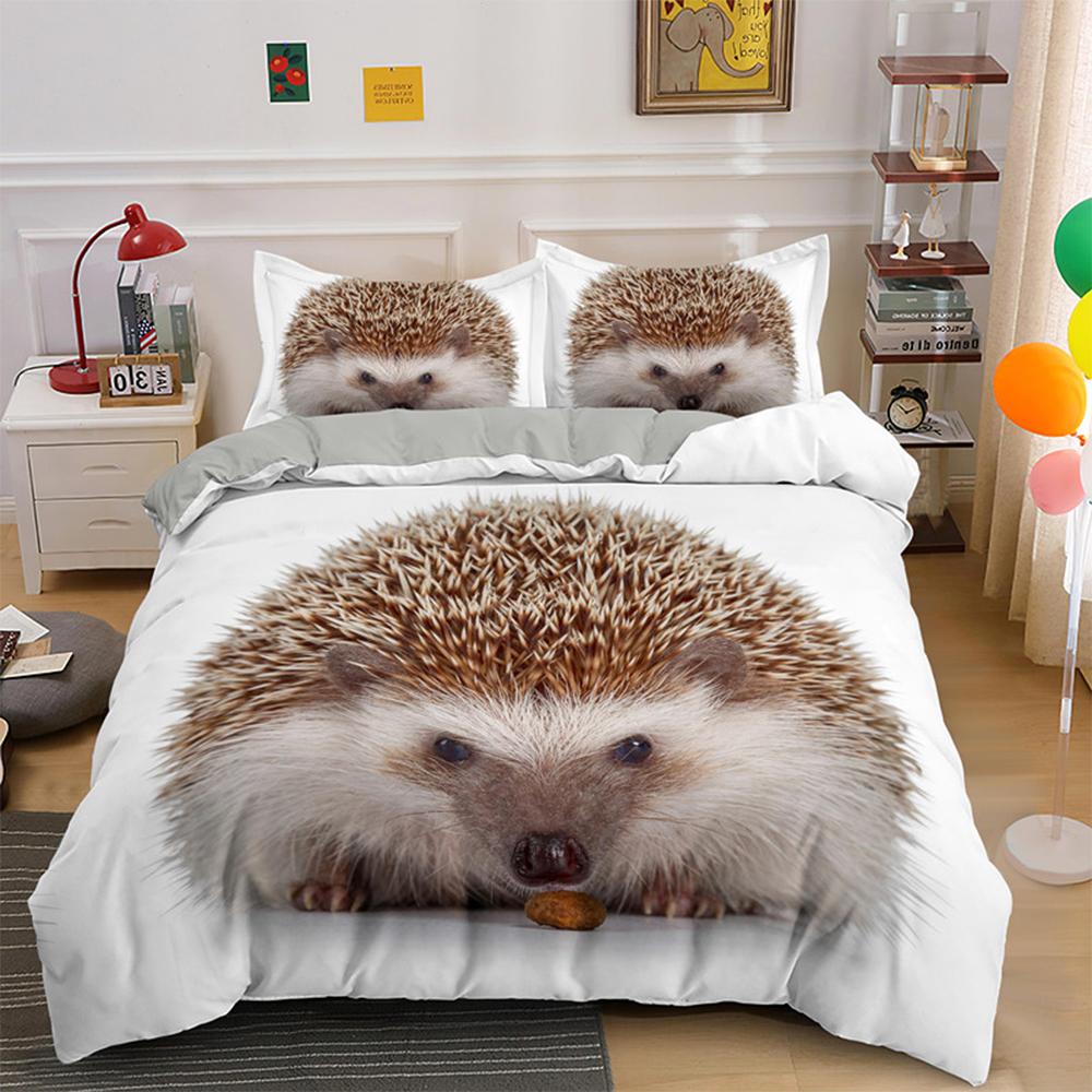 Комплект пододеяльника с 3D мультяшным принтом ежика, милый комплект постельного белья на тему животных, размер кинг, полиэстеровый чехол для одеяла для ребенка, мальчика, девочки
