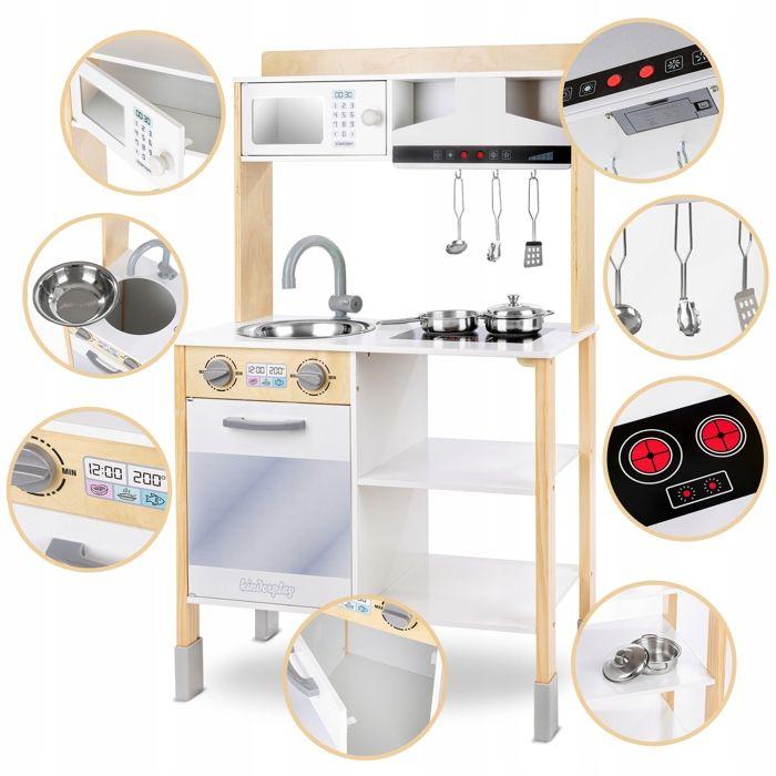Cuisine En Bois Pour Enfants - GREEN SERIES - GS0061 - Hotte Lumineuse Et Sonore - Accessoires Inclus - 100 Cm
